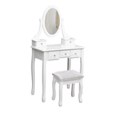 Set masa de toaleta 140x80x40 cm oglinda si scaun incluse 5 sertare